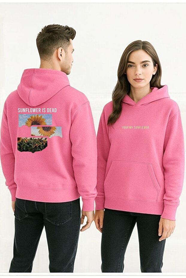Sun Flowers Colorful Printed Hooded Sweatshirt