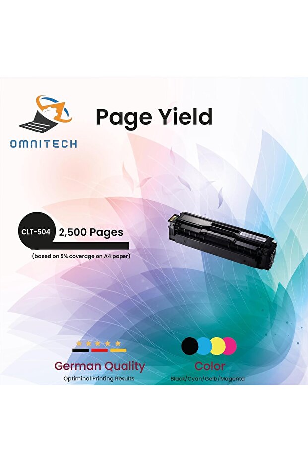Omni Tech CLT-504 Multipack High Yield Toner Cartridge - Compatible with Printer Samsung MultiXpress