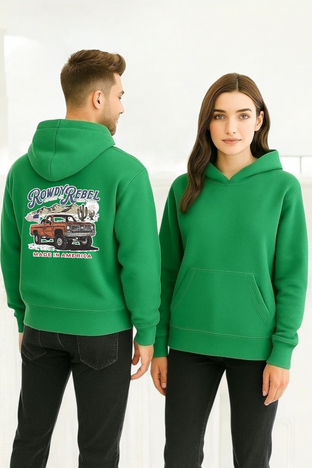 Rowdy Rebel Truck Colorful Printed Hooded Sweatshirt