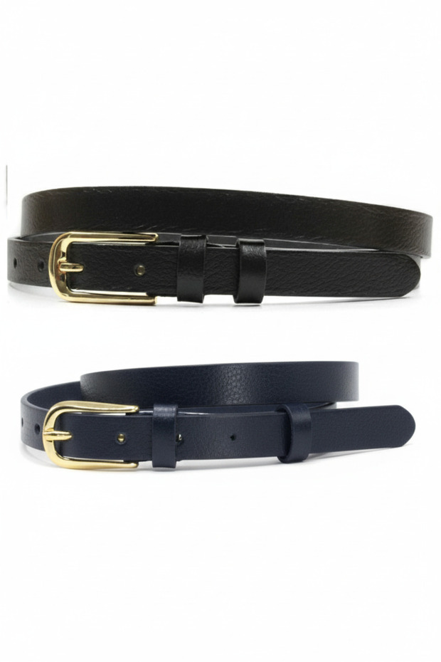 100% Genuine Leather Stylish Yellow Buckle Women's Belt
