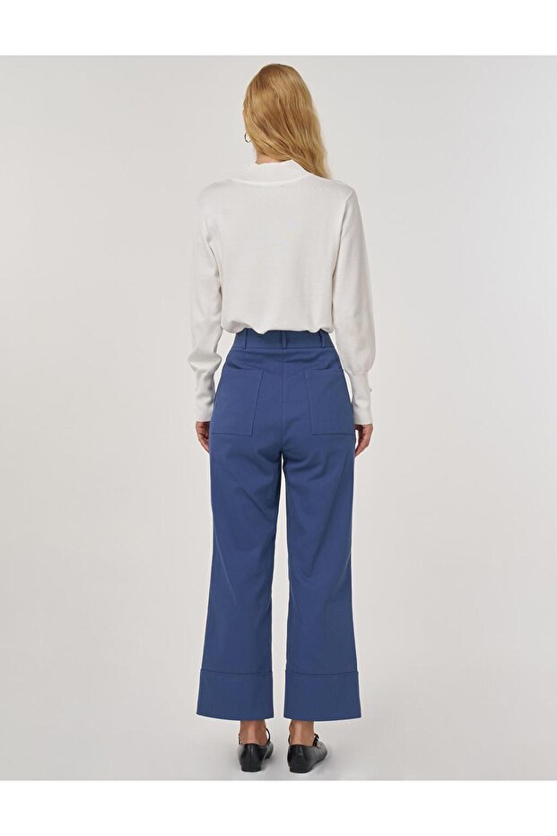 Duble Paça Kumaş Pantolon İndigo - 5