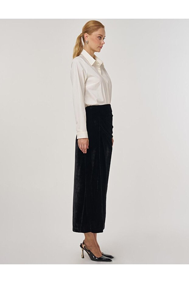 Drapeli Kadife Etek Siyah - 7