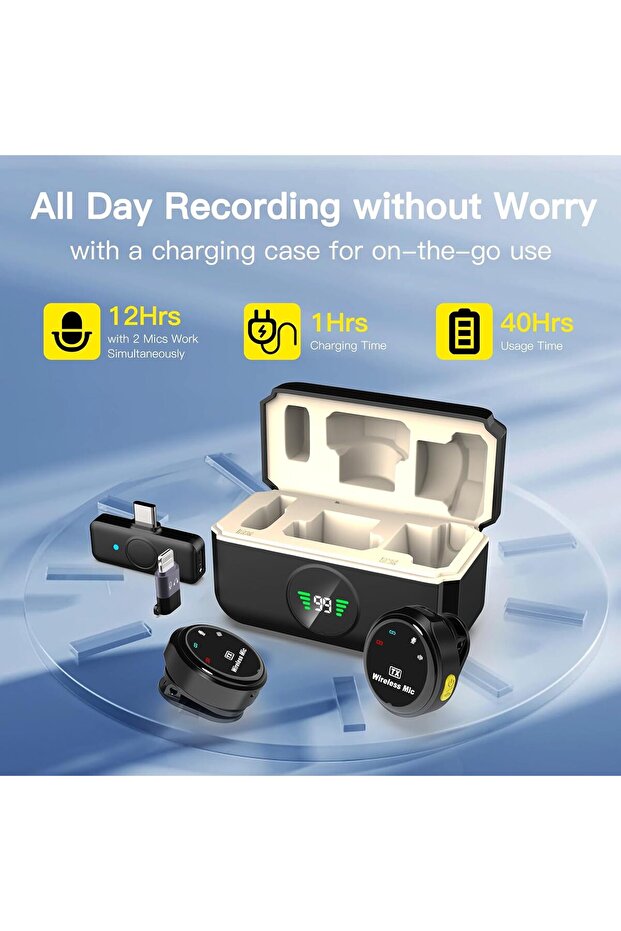 2 Pack Lapel Wireless Bluetooth Microphone,with Charging Case,Noise Reduction,with Lightning/USB-C - 3