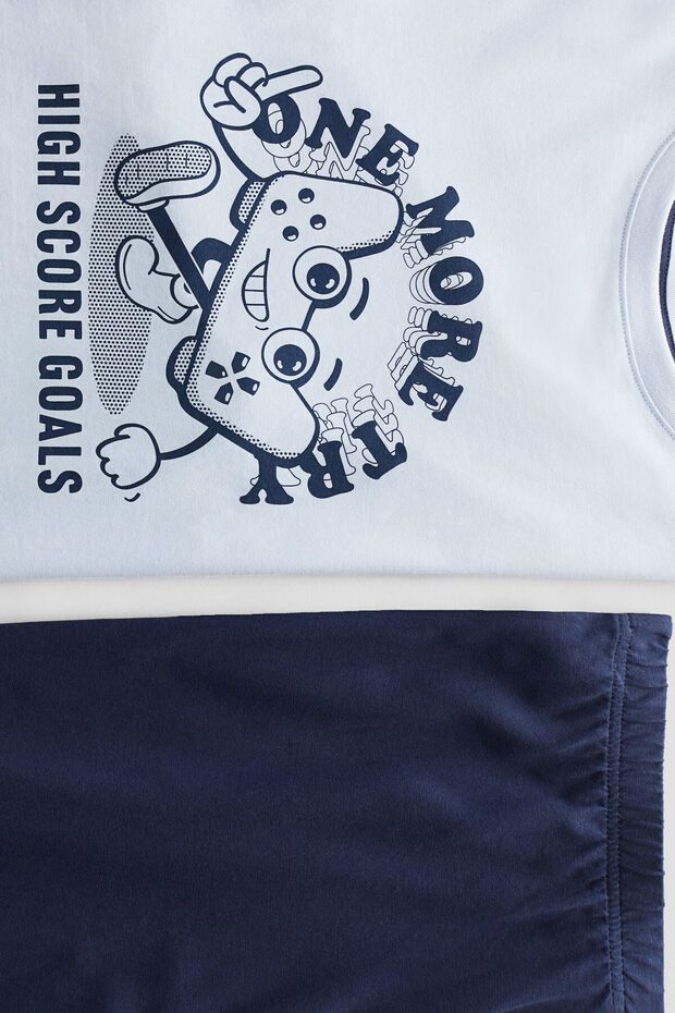 Baskı Motifli ve Pamuklu Pijama Takımı - 2