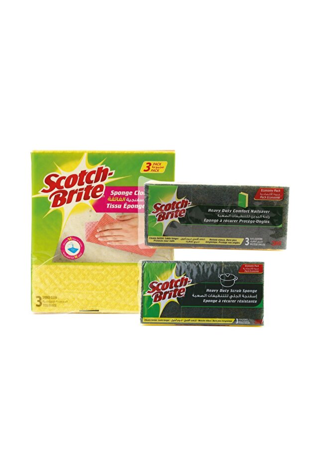 Scotch-Brite Sponge Cloth 3pcs + Laminate 3pcs + Nail Saver 3pcs | Cleaning Set