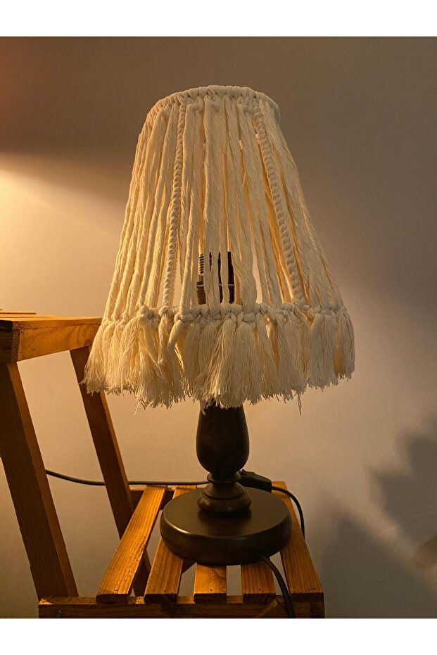 Bohem Makrome Ahşap Abajur - 5