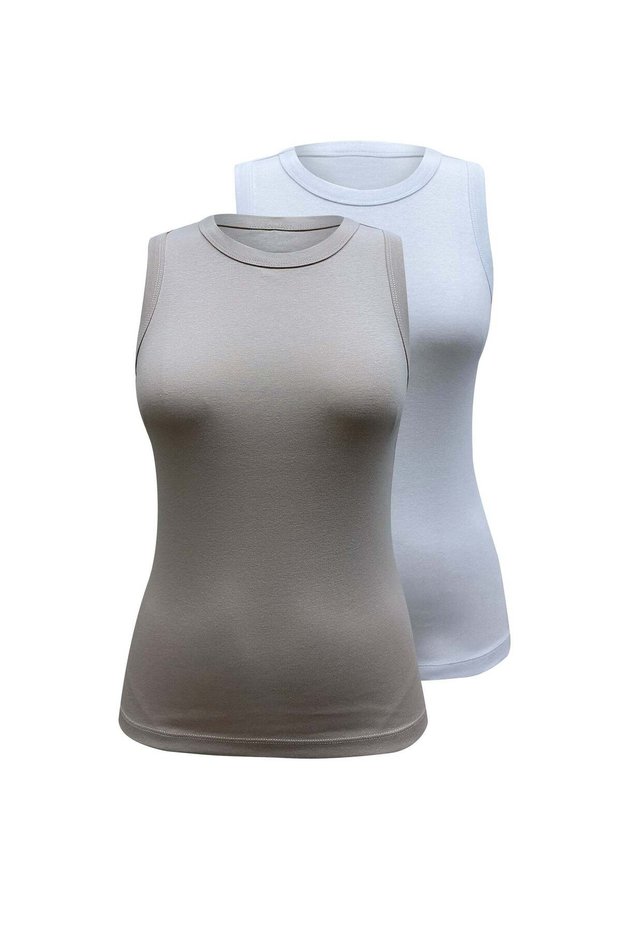 2-Pack Ashy Pink White Crew Neck Cotton Short Sleeve Women's T-Shirt Charlotte S/L Top