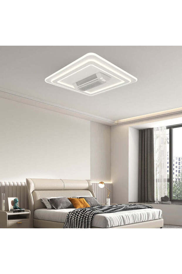 LED Chandelier with Fan, DL2410-2, Square Design, Smart Control and Silent Operation – 6 Speeds - 4