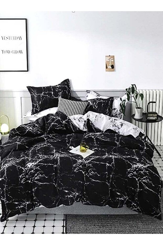 Single Size Bedding Set 4 Pieces Without Filler, Marble Design