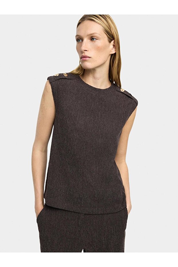 Düğmeli ve Dokulu Üst - 1