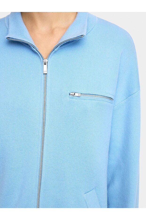 Fermuarlı Örme Hırka - 5