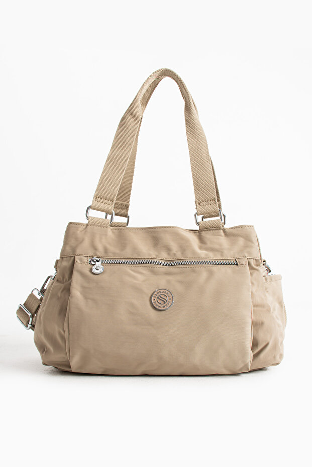 Multi-Pocket Women's Shoulder Bag Medium Size Daily Hv7001 Beige