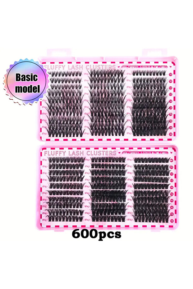 600 Adet Takma Küme Kirpik 30D40D50D60D80D100D DIY Kirpik Uzatma Kiti - 1