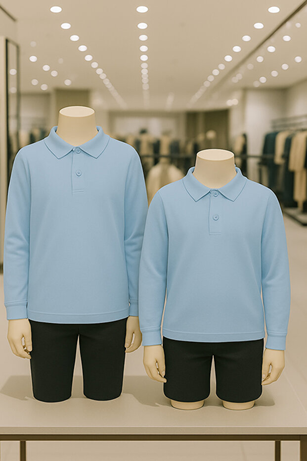 100% Cotton 2 Pieces Long Sleeve Polo Neck T-Shirt Ll.Dic.In1.002