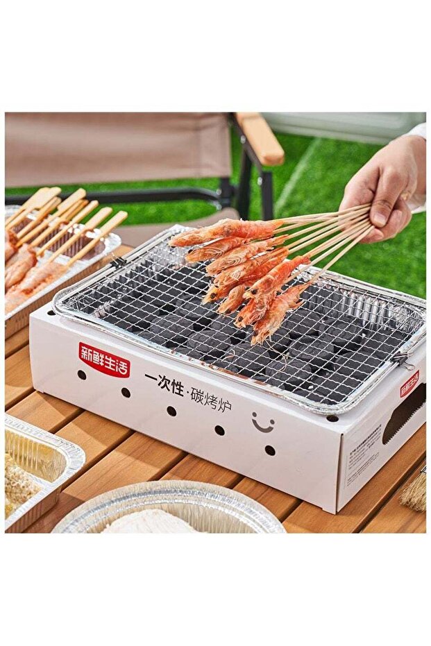 Disposable BBQ Grill for 2–3 People, Portable Charcoal Grill Kit