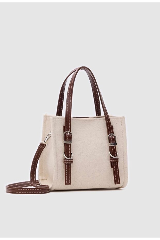Kanvas kumaş bej çanta - 3