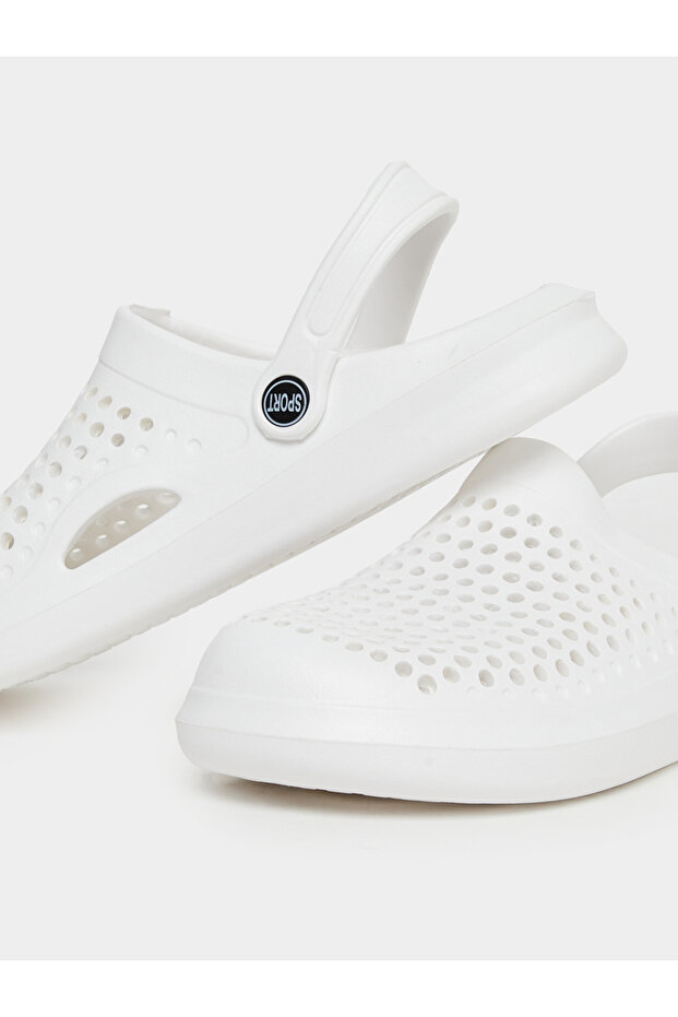 Vamp Perforated Solid Heel Strap Clogs - 4