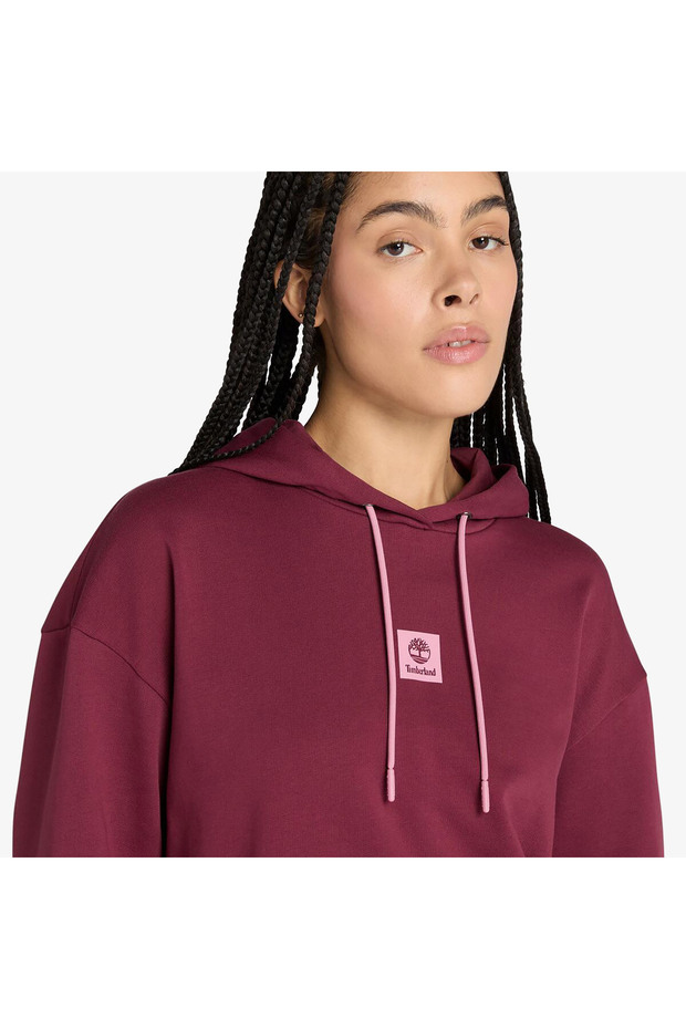 Stack Logo Loop Back Kadın Bordo Sweatshirt - 5
