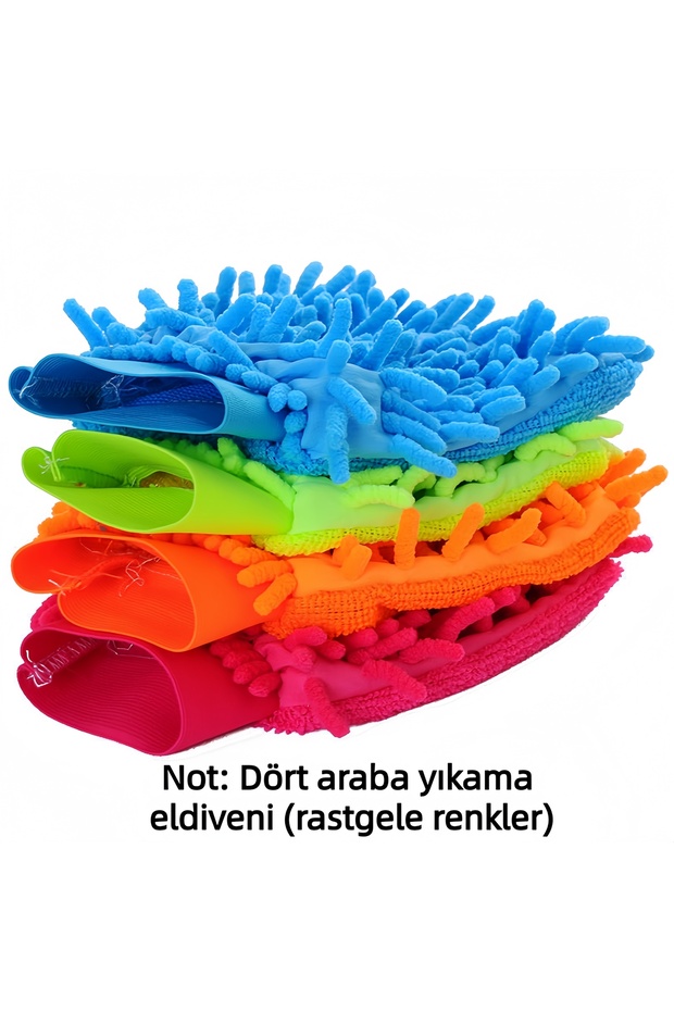 (L19)4*Welsoft Car Wash Glove Lined Vehicle Cleaning Microfiber Car Polishing Glove（Four））