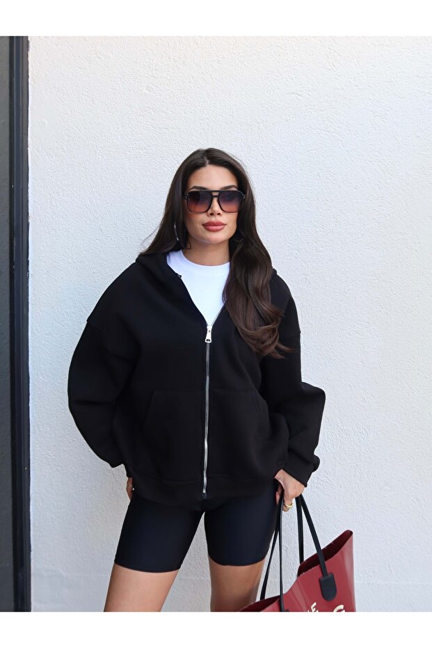 Zippered Raised Sweatshirt