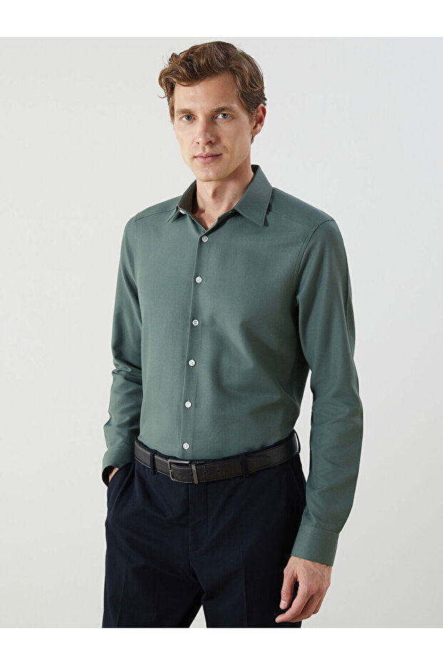 Slim Fit Long Sleeve Oxford Men's Shirt