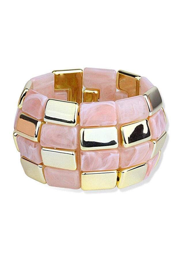 Soft Powder Pink Square Shaped Elastic Bracelet