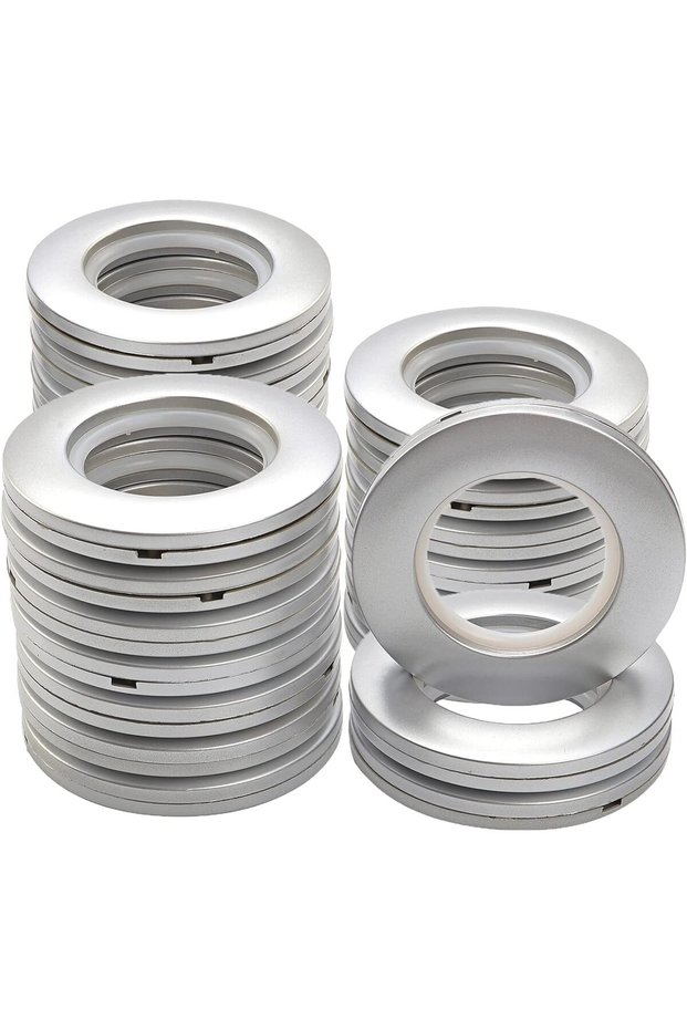 Crta Set of 20 Matt Silver noise cancelling curtain Grommets Round Plastic Curtain Eyelet Rings