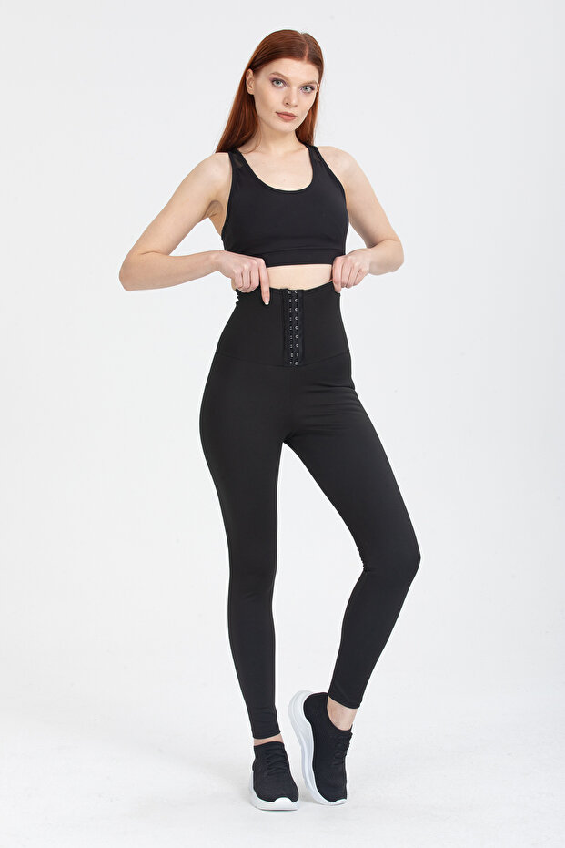 Slimming Sauna Thermal Corset Leggings with Snap Fasteners 4409