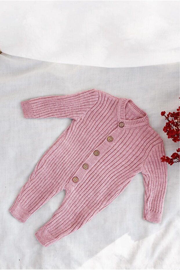 Knitwear Beret Jumpsuit Baby Set Dusty Rose