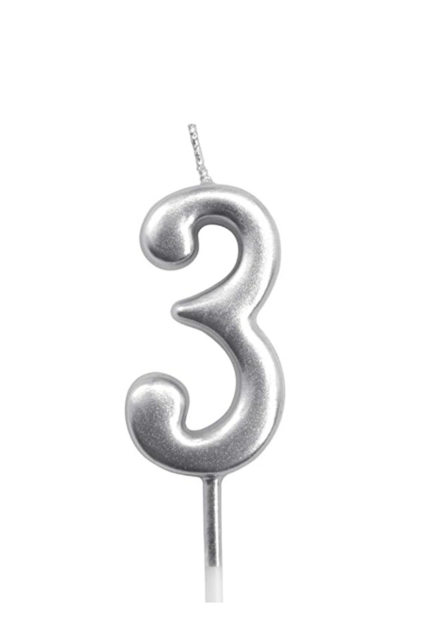 Three Number Candle - Silver