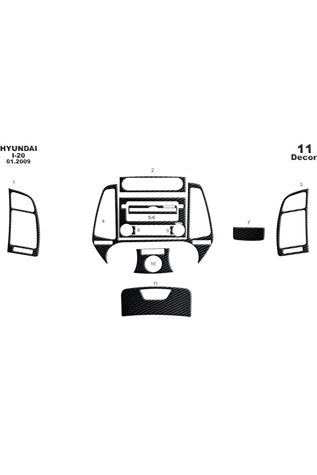 Hyundai I20 Console-Torpedo Covering 2009 11 Pieces