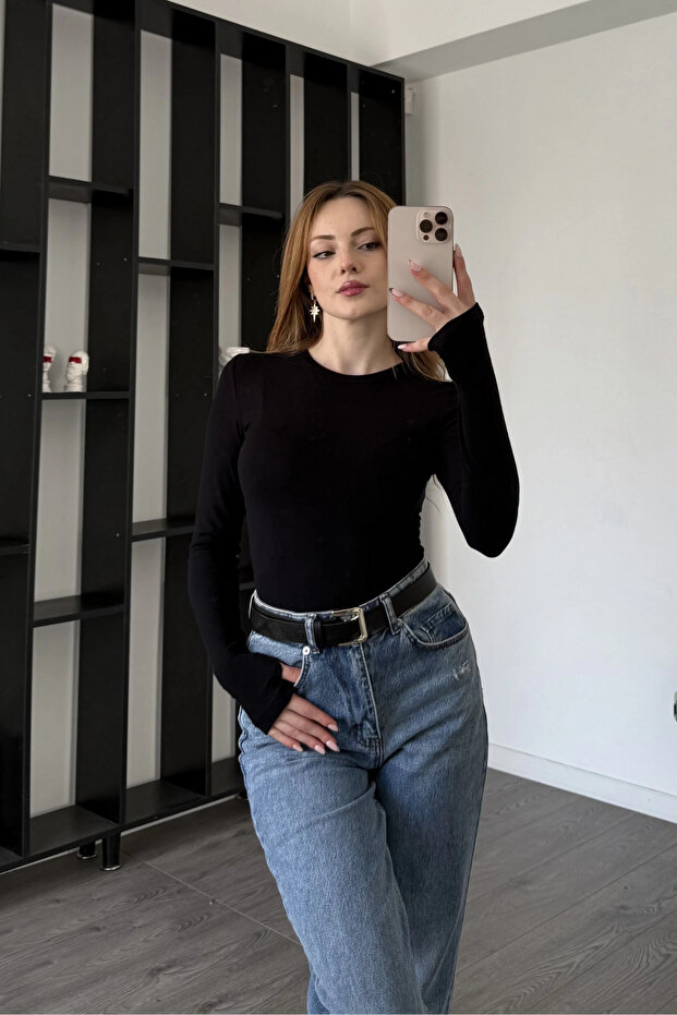 Parmak Geçmeli Basic Bluz - 1