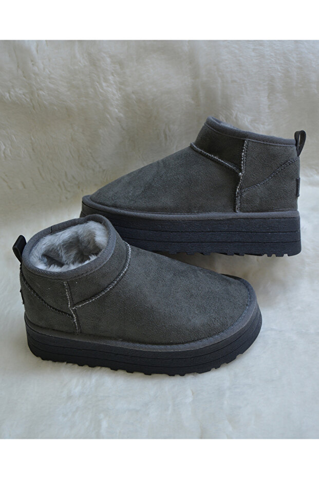 Kadın Kalın Taban Yünlü Süet Bot - 1