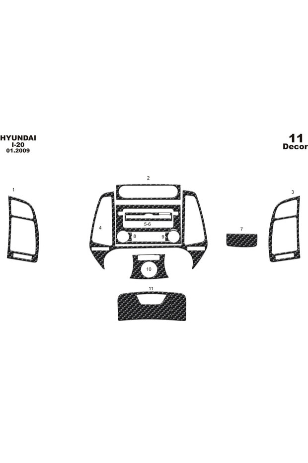 Hyundai I20 Console-Torpedo Covering 2009 11 Pieces
