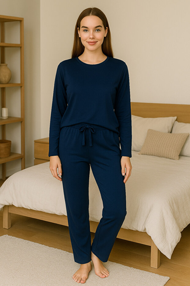 Lacivert uzun kol Pijama takımı - 3