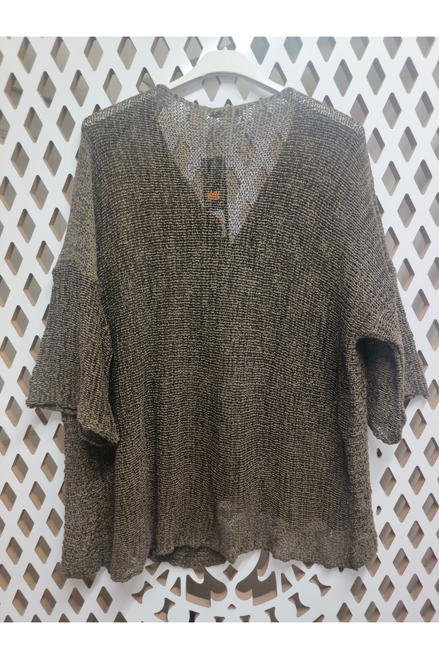 Otantik Delikli Örme Bluz - 3