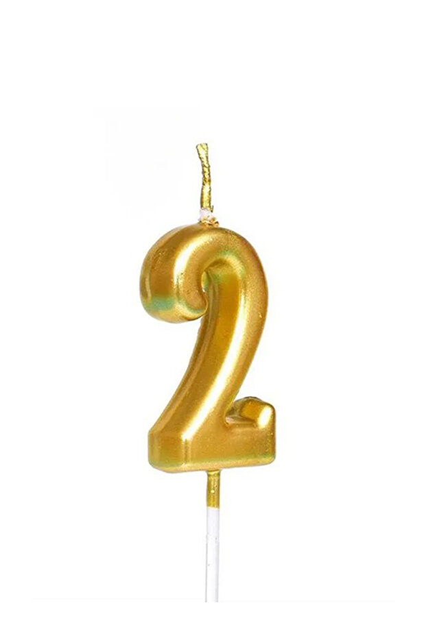 Number Two Candle - Gold