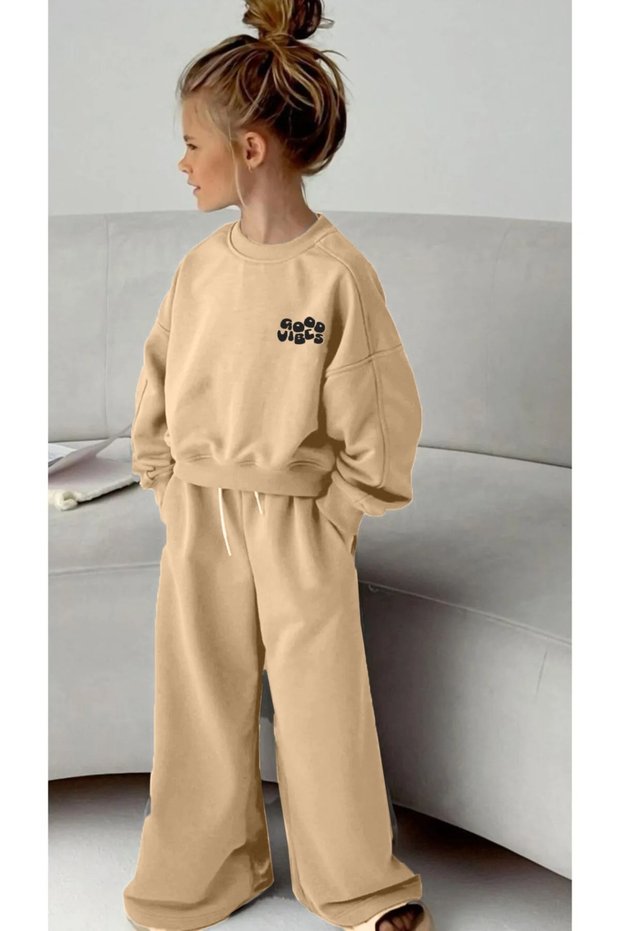 Children's Good Vibes Crew Neck Tracksuit Set