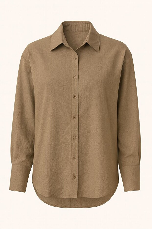 kadın oversize uzun kollu tunik - gömlek - 2