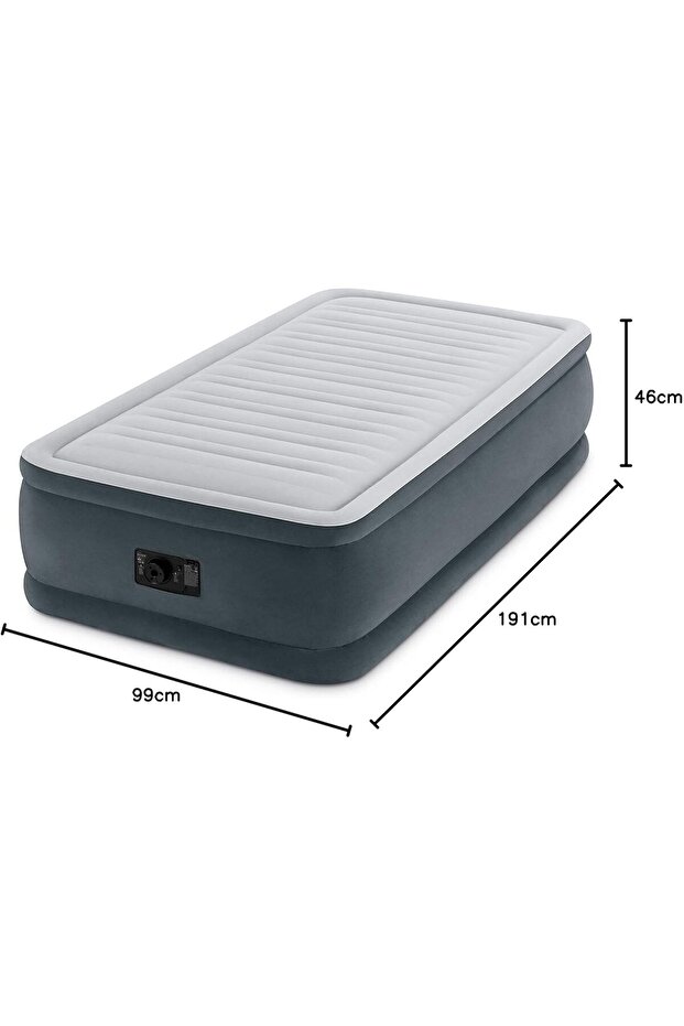 Intex 64412 Inflatable Bed Twin Elevated Air Mattresses - Grey, Small