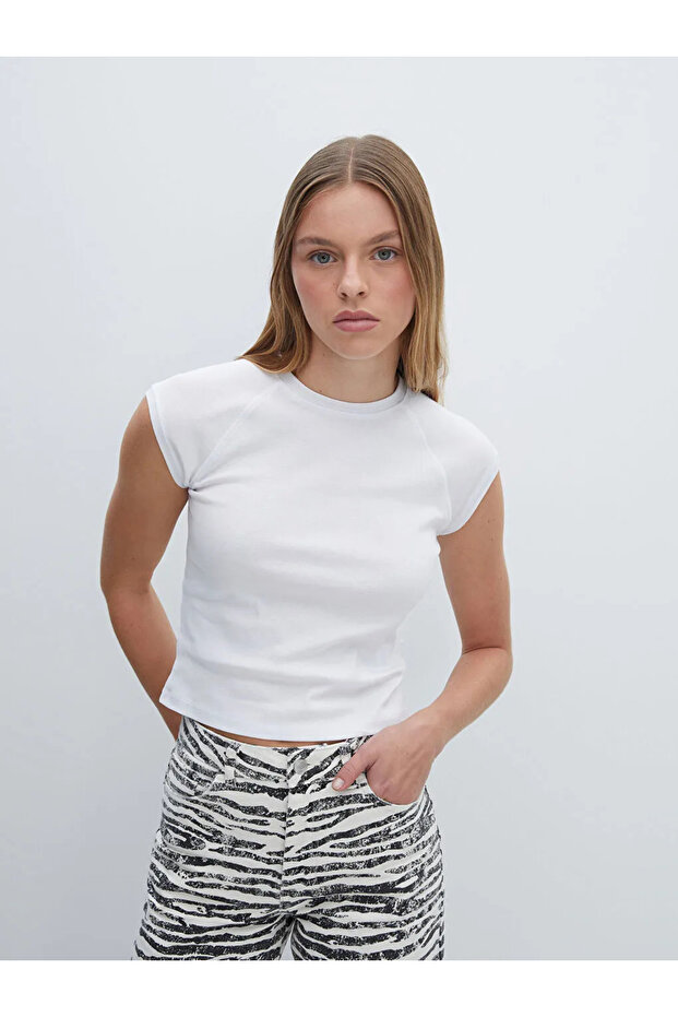 Lcw Vision White Crew Neck Women's T-Shirt