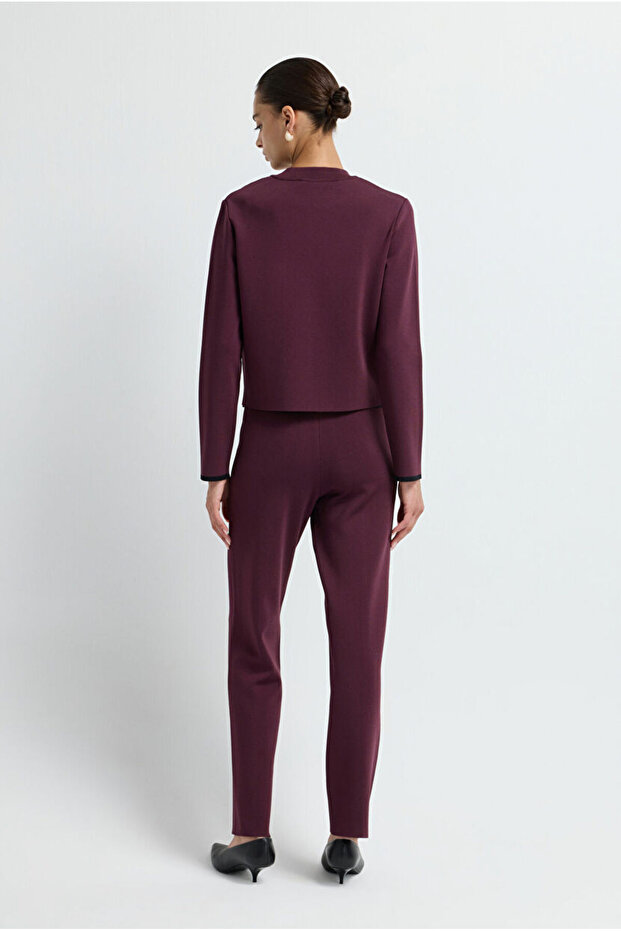 Şerit Detaylı Triko Hırka - 6