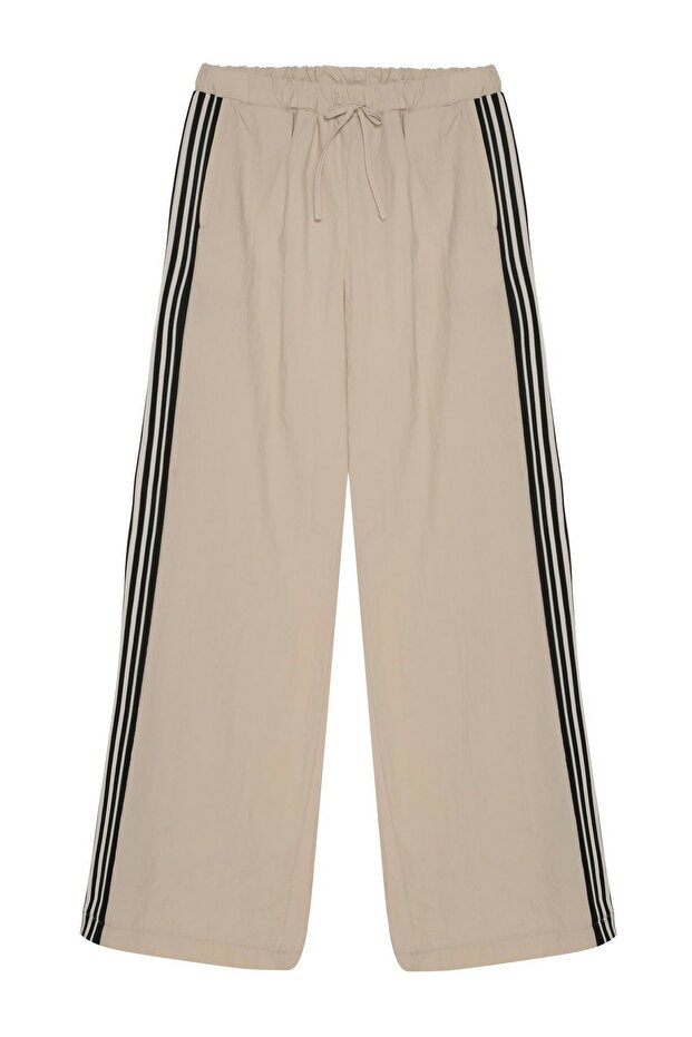 Women's Beige Elastic Waist Pants 25YPNT00021-Beige