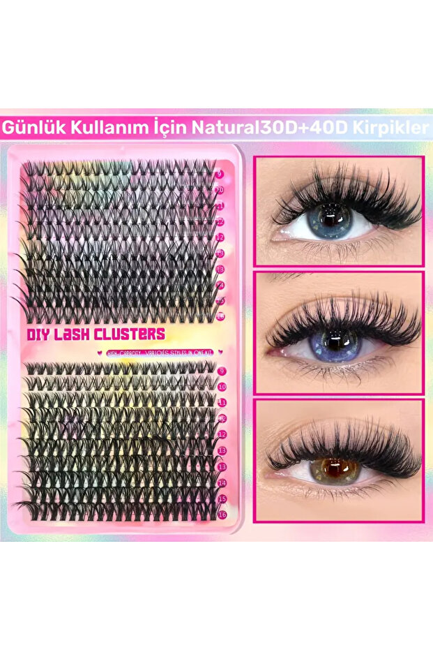 800 Adet Süper Hacimli Kendinden Yapışkanlı Takma Kirpik Küme Seti - 6