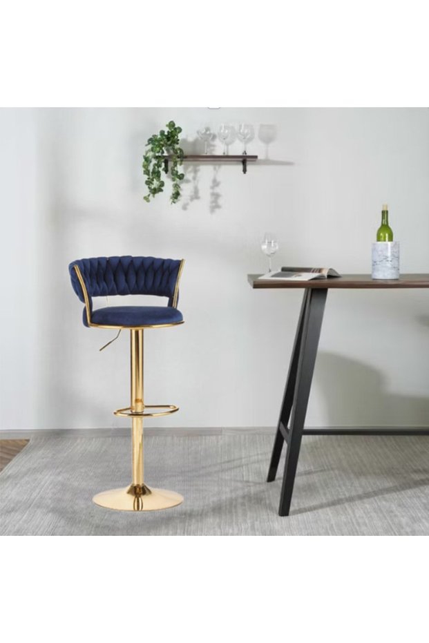 Multicolored velvet bar stool