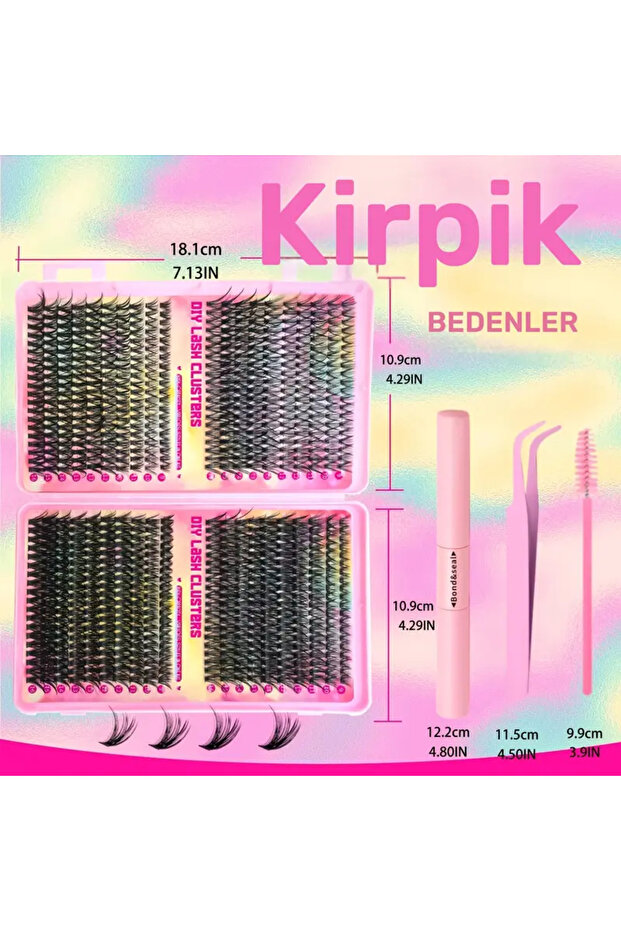 800 Adet Süper Hacimli Kendinden Yapışkanlı Takma Kirpik Küme Seti - 5