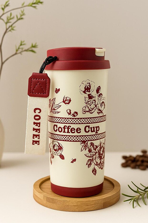 316 Stainless Steel Auspicious Floral Pattern 500 ml Leak-Proof Lid Thermos Cup Mug Vehicle Mug