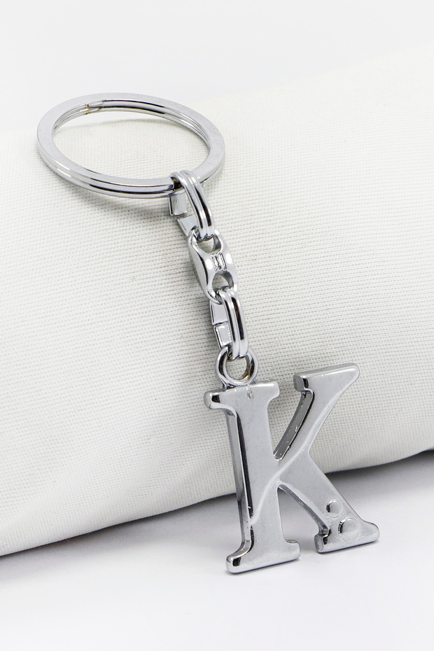 Silver Color Metal Letter K Keychain / Letter Bag Ornament