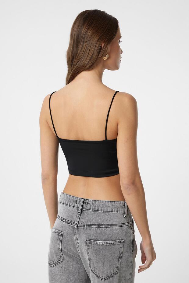 Siyah Basic Kadın Askılı Top - 4