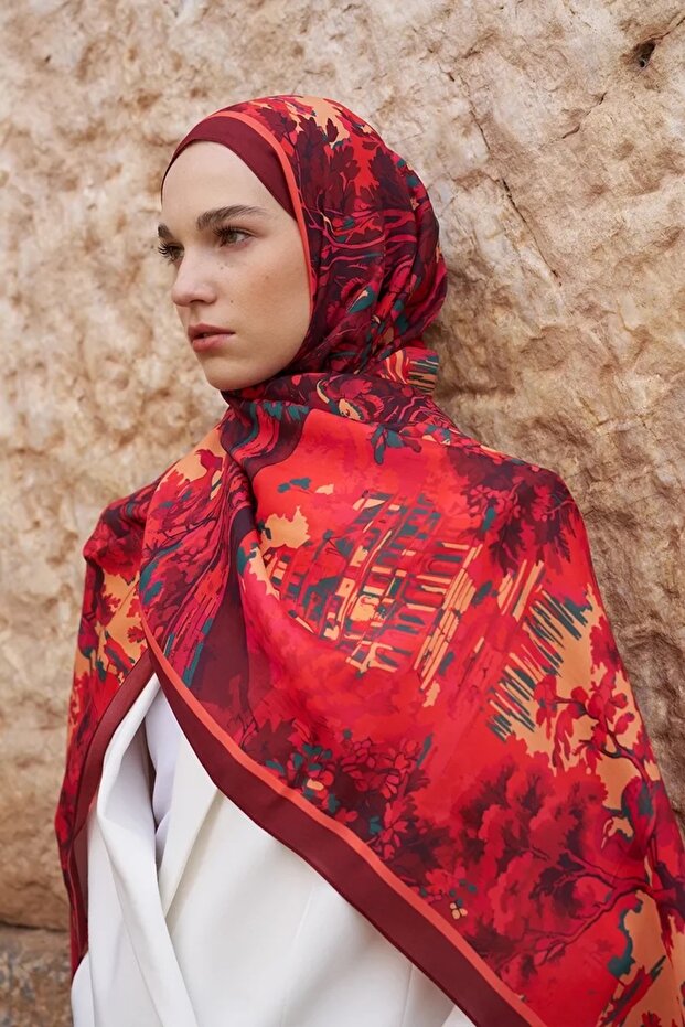 شال بنمط ربيع الشروق الأحمر - 2